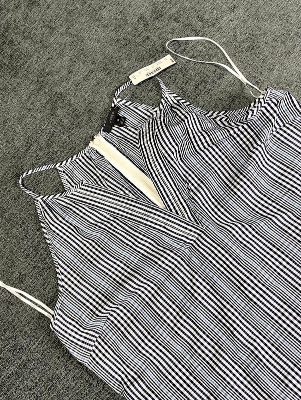 J.Crew Gingham Halter Dress Women Size 10 Blue White Plaid Ruffle Preppy Fall